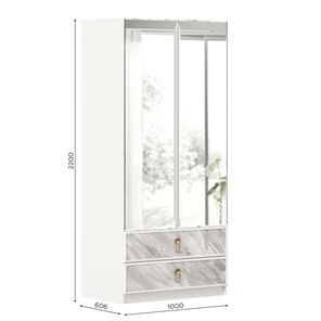 Шкаф 2х-дверный Айла с зеркалом ЛД 688.160.000, Белый, исполнение 1 в Заводоуковске - предосмотр 2