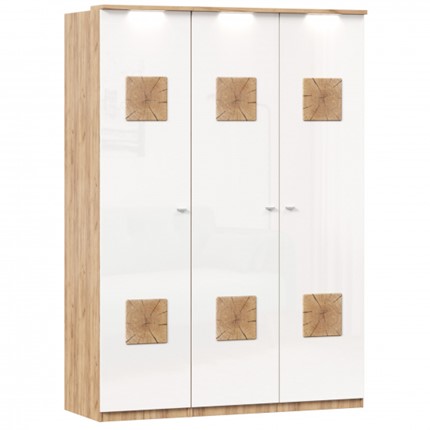 3-створчатый шкаф Фиджи с декоративными накладками, Дуб золотой/Белый в Заводоуковске - изображение