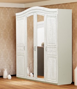 Шкаф 4х-дверный Франческа с зеркалами, ясень анкор светлый/дуб шервуд в Тюмени