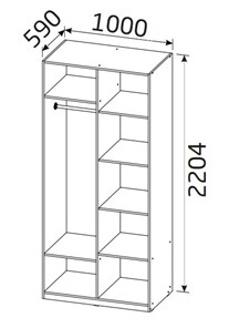 Шкаф двухстворчатый Классика 2-х дверный с перегородкой   (Д*Ш*В 1000*595*2204) в Тюмени - предосмотр 1
