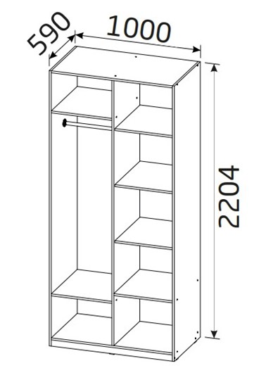 Шкаф двухстворчатый Классика 2-х дверный с перегородкой   (Д*Ш*В 1000*595*2204) в Тюмени - изображение 1