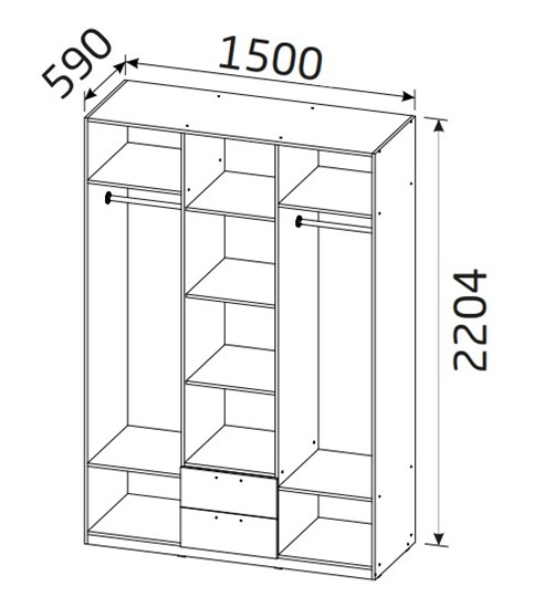 Шкаф трехдверный Классика с 2-мя ящиками в Тюмени - изображение 1