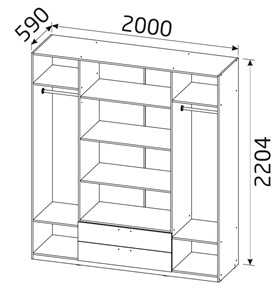 Шкаф четырехдверный Классика с 2 ящиками (500) в Тюмени - предосмотр 1