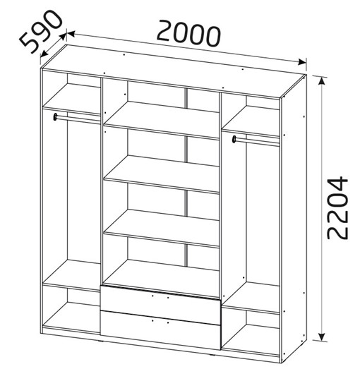 Шкаф четырехдверный Классика с 2 ящиками (500) в Тюмени - изображение 1