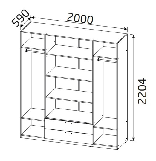 Шкаф четырехстворчатый 4-х дверный Вега с 2 ящиками в Тюмени - изображение 1