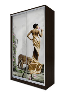 Шкаф 2-х дверный 2300х1500х420, Девушка с леопардом ХИТ 23-4-15-77-03 Венге Аруба в Тюмени - предосмотр