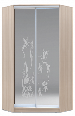 Шкаф угловой 2200х1103, ХИТ У-22-4-66-03, колибри, 2 зеркала, шимо светлый в Тюмени - изображение