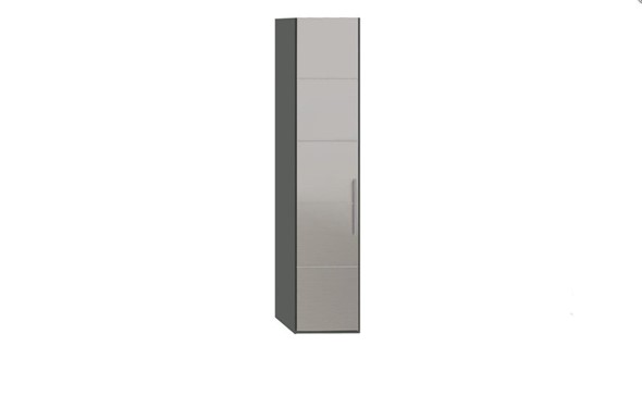 Шкаф распашной Наоми с зеркальной дверью левый, цвет Фон серый, Джут СМ-208.07.02 L в Заводоуковске - изображение