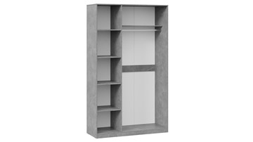 Шкаф для одежды 3-х дверный с зеркалом Хилтон (Ателье светлый, Белый матовый) в Тюмени - предосмотр 2