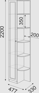 Угловой шкаф-стеллаж Беатрис М13 левый (Орех Гепланкт) в Тюмени - предосмотр 3