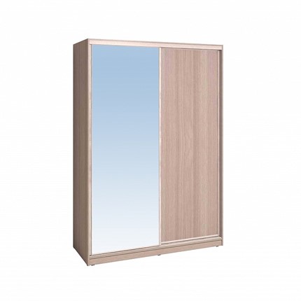 Шкаф 2-х створчатый 1600 Домашний Зеркало/ЛДСП, Ясень шимо светлый в Тюмени - изображение