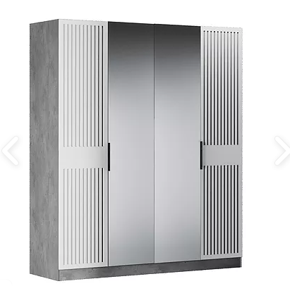 Шкаф четырехдверный Бержер, 2 двери глухие + 2 шт с зеркалом в Заводоуковске - изображение
