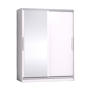 Шкаф 2-х дверный 1600 Strike Зеркало/ЛДСП, Белый в Тюмени