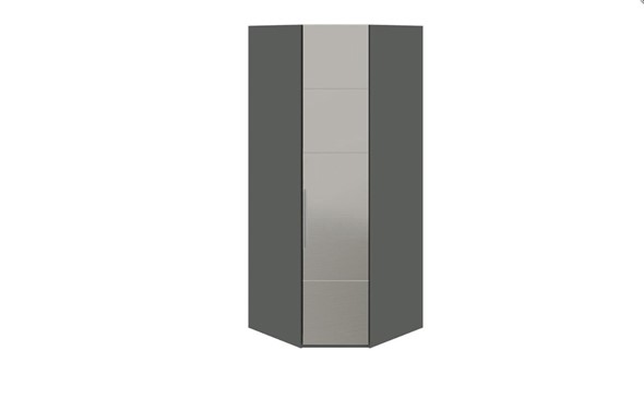 Распашной угловой шкаф Наоми с зеркальной правой дверью, цвет Фон серый, Джут СМ-208.07.07 R в Заводоуковске - изображение