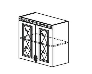 Шкаф на кухню Веста настенный двухдверный с полкой со вставкой из стекла 718*800*323мм в Тюмени