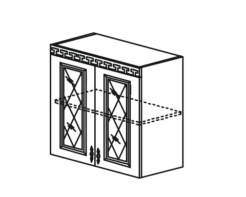Шкаф на кухню Веста настенный двухдверный с полкой со вставкой из стекла 718*800*323мм в Тюмени - изображение