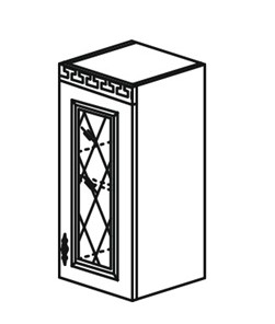 Шкаф на кухню Веста настенный однодверный с полкой со вставкой из стекла 718*400*323мм в Тюмени