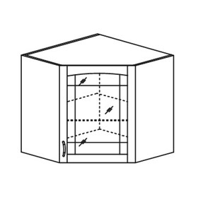 Кухонный шкаф Кантри настенный угловой со вставкой из стекла 918*600*600 мм в Тюмени - предосмотр