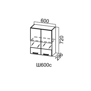 Кухонный шкаф со стеклом Модус, Ш600с/720, галифакс в Тюмени - предосмотр
