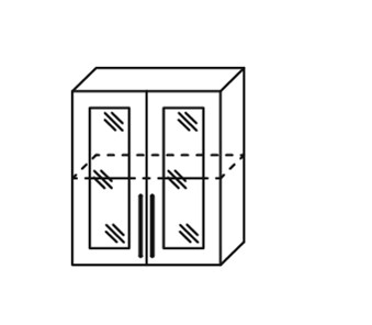 Шкаф кухонный Мыло, настенный двухдверный с полкой со вставкой из стекла 718*600*320, ШНст 600 в Тюмени - предосмотр