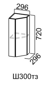Торцевой кухонный шкаф закрытый Модус, Ш300тз/720, галифакс в Ишиме