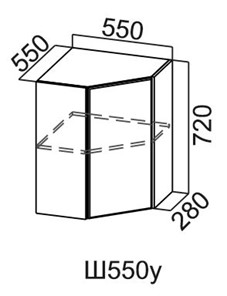 Шкаф настенный угловой Грейвуд, Ш550у/720, дуб кремовый в Тюмени