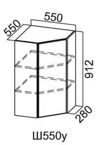 Навесной шкаф угловой, Модус, Ш550у/912, галифакс в Тюмени - предосмотр