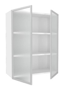 Кухонный шкаф высокий 800, Шервуд, со стеклом ЛД 281.461.000.129, белый/серый в Тюмени - предосмотр 1