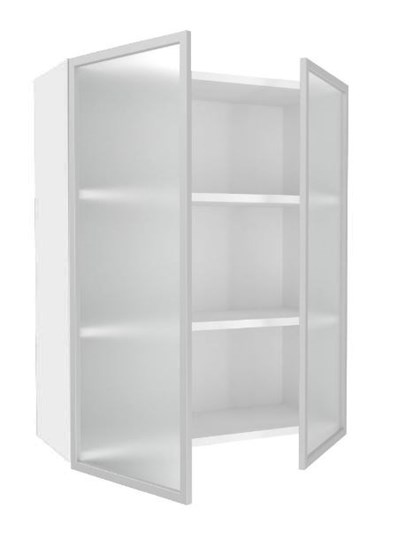 Кухонный шкаф высокий 800, Шервуд, со стеклом ЛД 281.461.000.129, белый/серый в Заводоуковске - изображение 1