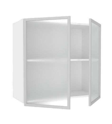 Кухонный шкаф 800, Шервуд, со стеклом ЛД 281.361.000.118, белый/белый глянец в Тюмени - изображение 1
