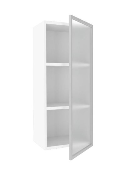 Шкаф кухонный высокий 400 Шервуд, со стеклом правый ЛД 281.422.000.122, белый/серый в Заводоуковске - изображение 1