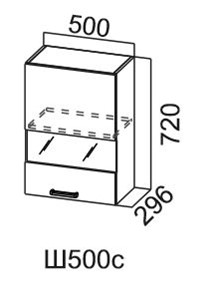 Кухонный шкаф со стеклом Модус, Ш500с/720, цемент светлый в Тюмени - предосмотр 3