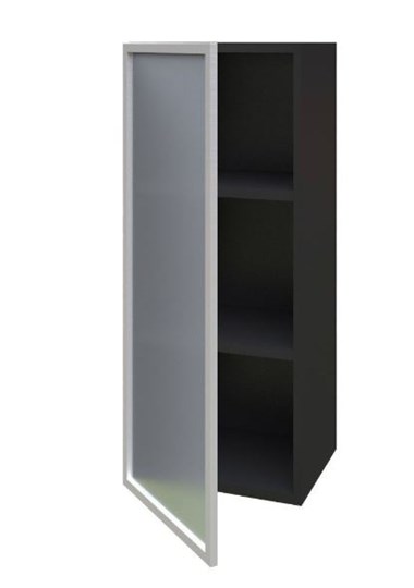 Кухонный высокий шкаф 400 Шервуд, со стеклом левый ЛД 281.422.000.034, серый/черный в Тюмени - изображение 1