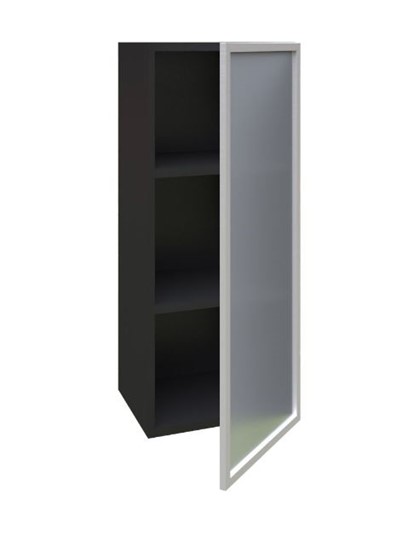 Шкаф кухонный высокий 400 Шервуд, со стеклом правый ЛД 281.422.000.034, серый/черный в Тюмени - изображение 1