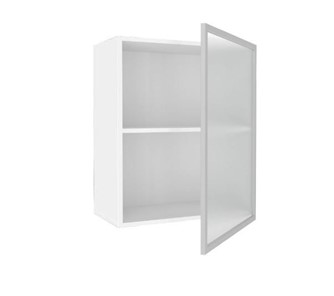 Кухонный шкаф 600, Шервуд, со стеклом правый, ЛД 281.352.000.116, белый/серый в Тюмени - предосмотр 1