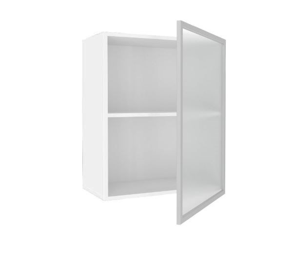 Кухонный шкаф 600, Шервуд, со стеклом правый, ЛД 281.352.000.116, белый/серый в Заводоуковске - изображение 1