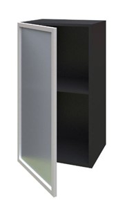 Кухонный шкаф 400 Шервуд, со стеклом левый ЛД 281.321.000.022, серый/черный в Тюмени - предосмотр 1