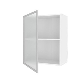 Шкаф кухонный 600, Шервуд, со стеклом левый, ЛД 281.351.000.115, белый/серый в Тюмени - предосмотр 1