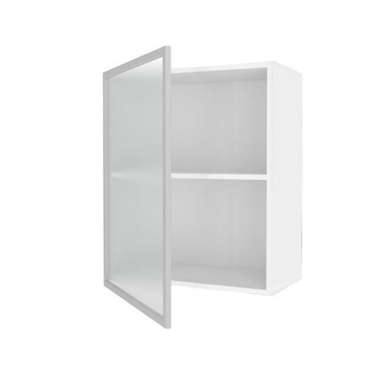 Шкаф кухонный 600, Шервуд, со стеклом левый, ЛД 281.351.000.115, белый/серый в Тюмени - изображение 1