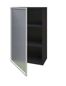 Кухонный высокий шкаф 600, Шервуд, со стеклом левый ЛД 281.451.000.038, серый/черный в Заводоуковске - предосмотр 1