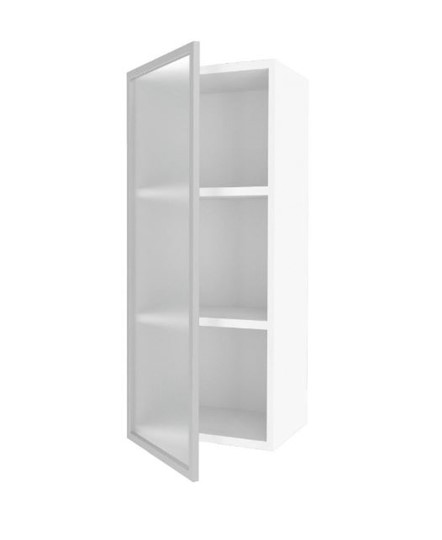 Кухонный высокий шкаф 400 Шервуд, со стеклом левый ЛД 281.421.000.121, белый/серый в Тюмени - изображение 1