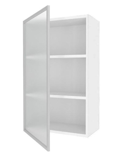 Кухонный шкаф высокий 600, Шервуд, со стеклом левый, ЛД 281.451.000.126, белый/серый в Заводоуковске - изображение 1