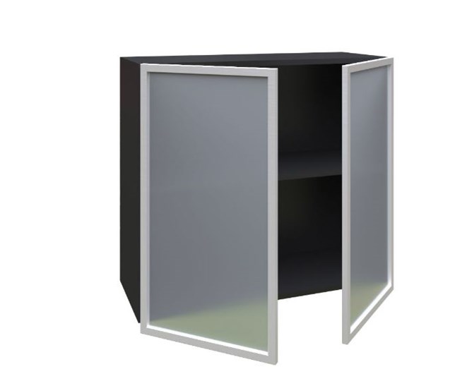 Шкаф на кухню 800, Шервуд, со стеклом ЛД 281.361.000.030, серый/черный в Заводоуковске - изображение 1