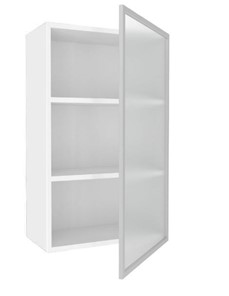 Кухонный высокий шкаф 600, Шервуд, со стеклом правый, ЛД 281.452.000.127, белый/серый в Заводоуковске - предосмотр 1