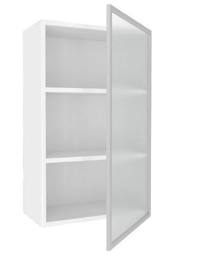 Кухонный высокий шкаф 600, Шервуд, со стеклом правый, ЛД 281.452.000.127, белый/серый в Тюмени - изображение 1