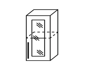Шкаф кухонный Мыло, настенный однодверный с полкой со вставкой из стекла 718*300*320, ШНст 300 в Тюмени - предосмотр