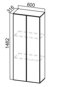 Кухонный пенал-надстройка Стайл, ПН600(912/316), МДФ в Ишиме