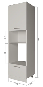 Кухонный шкаф-пенал П7 3, МДФ Черный матовый/Белый в Тюмени
