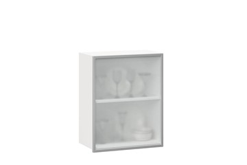 Кухонный шкаф 600, Шервуд, со стеклом правый, ЛД 281.352.000.116, белый/серый в Тюмени - предосмотр
