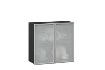 Шкаф на кухню 800, Шервуд, со стеклом ЛД 281.361.000.030, серый/черный в Тюмени - предосмотр